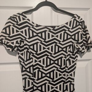 Zara Monochrome Zigzag Midi Dress